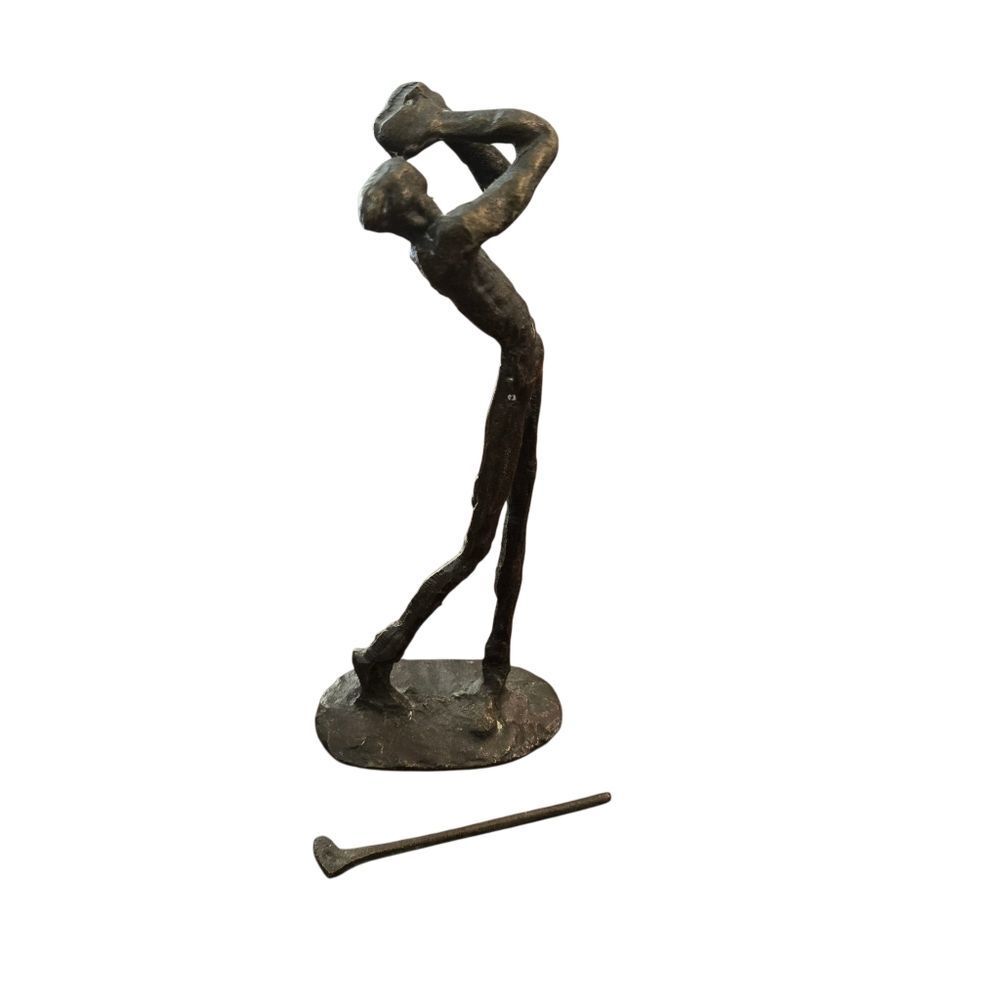 MCM Brutalism Bronze Golfer Sculpture Art Abstract‎ Statu Golf Club Brocken